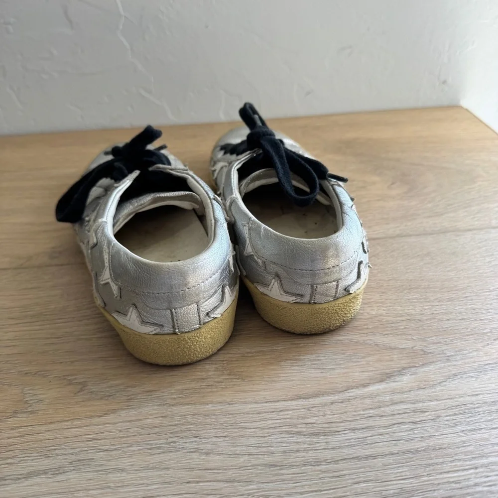 Saint Laurent shiny silver star sneakers
